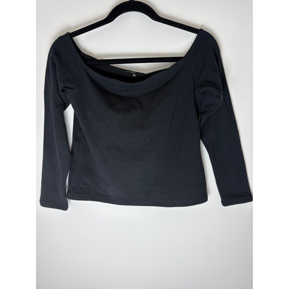 Abercrombie & Fitch Bra-Free Collection Square Neck Off Shoulder Top Black L NEW
